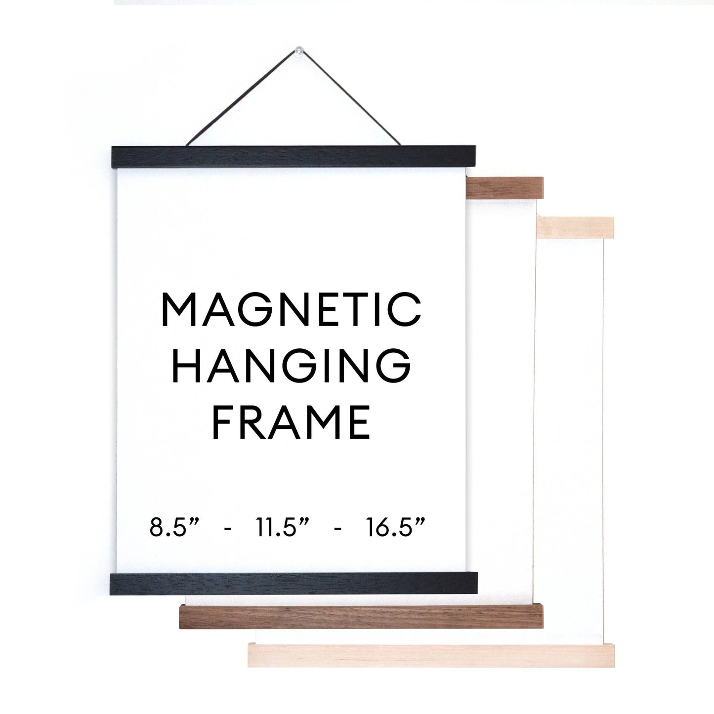 Magnetic Wood Hanging Poster Frame: WALNUT / 8.5"