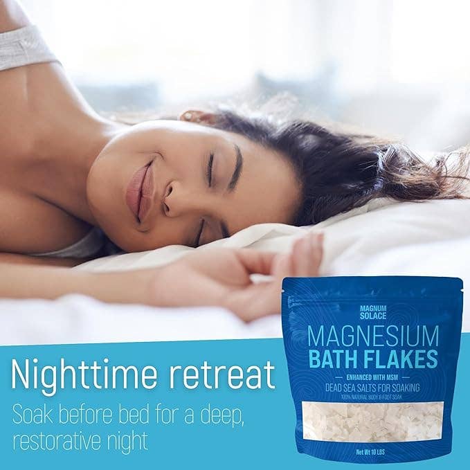 Magnesium Bath Flakes, Bath Soak/Foot Soak With MSM: 3LB