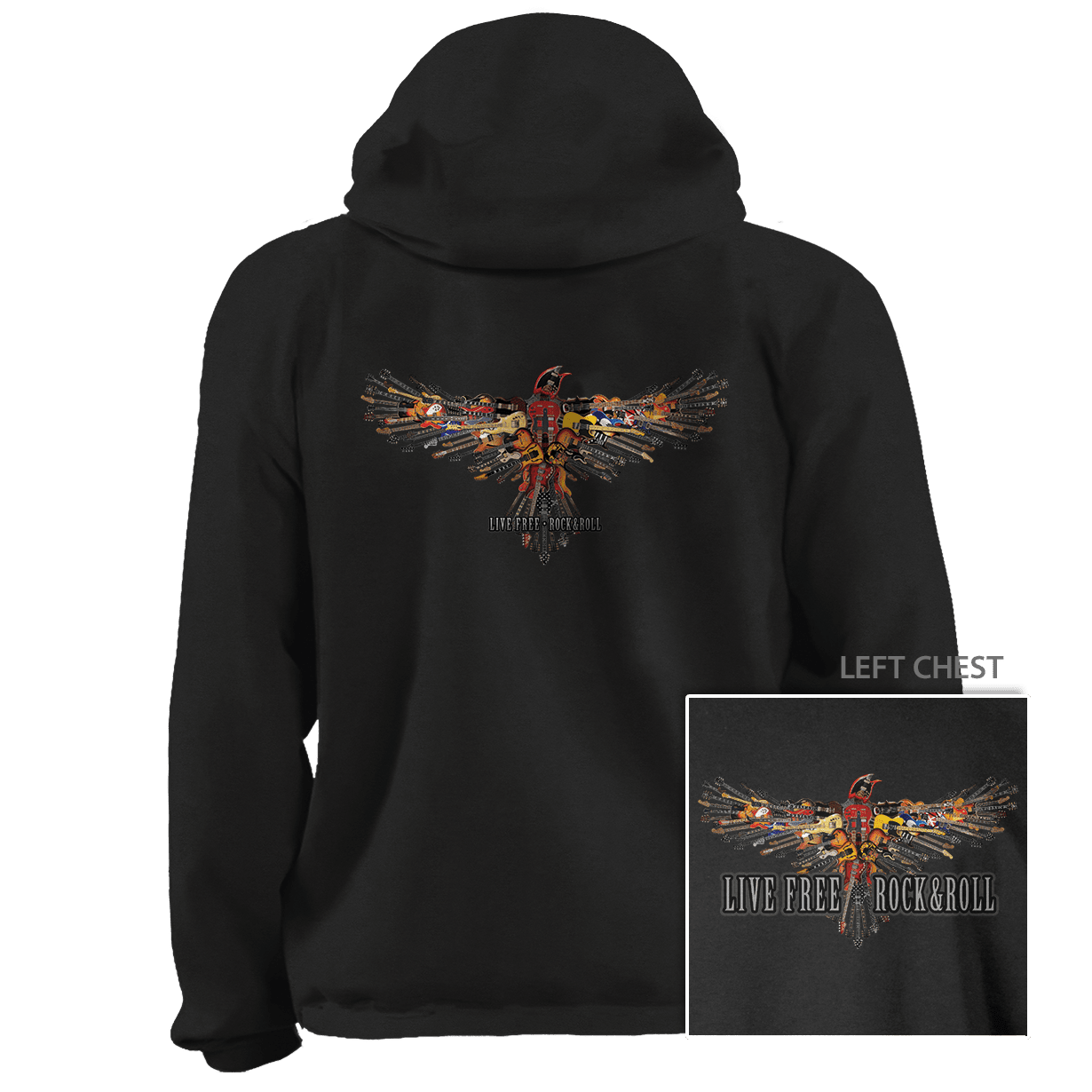 Live Free Rock n Roll 7.8 oz Fleece Hoodie