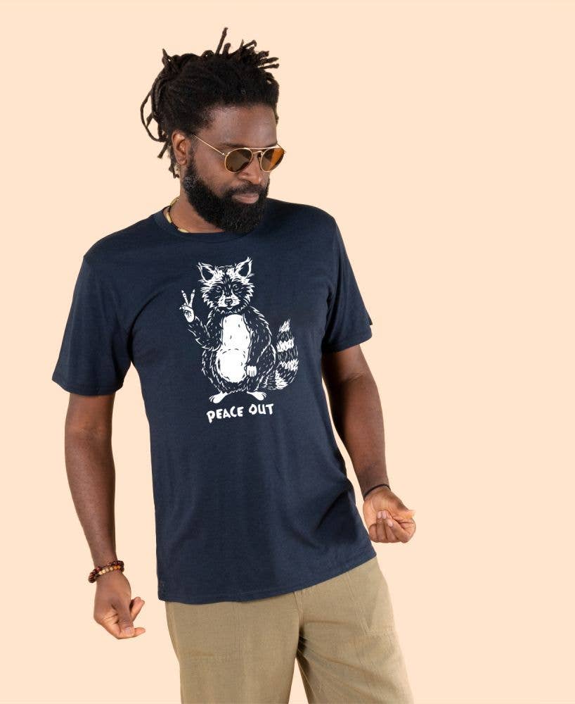 Peace Out Raccoon Organic T-Shirt - Unisex: XL
