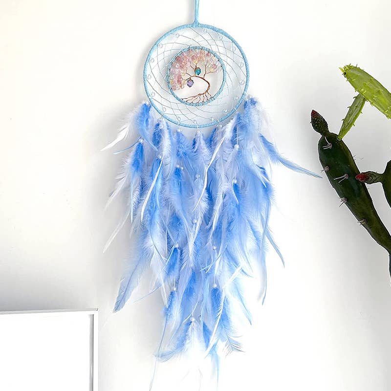 Mini Beaded Tree of Life Feather Dreamcatcher