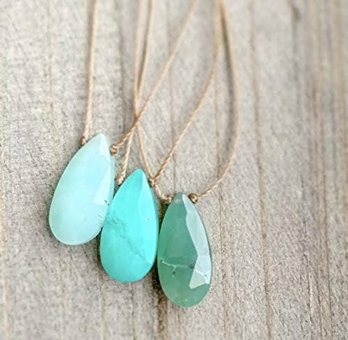 Chrysoprase Faceted Teardrop Necklace: 16" or 18" legnth