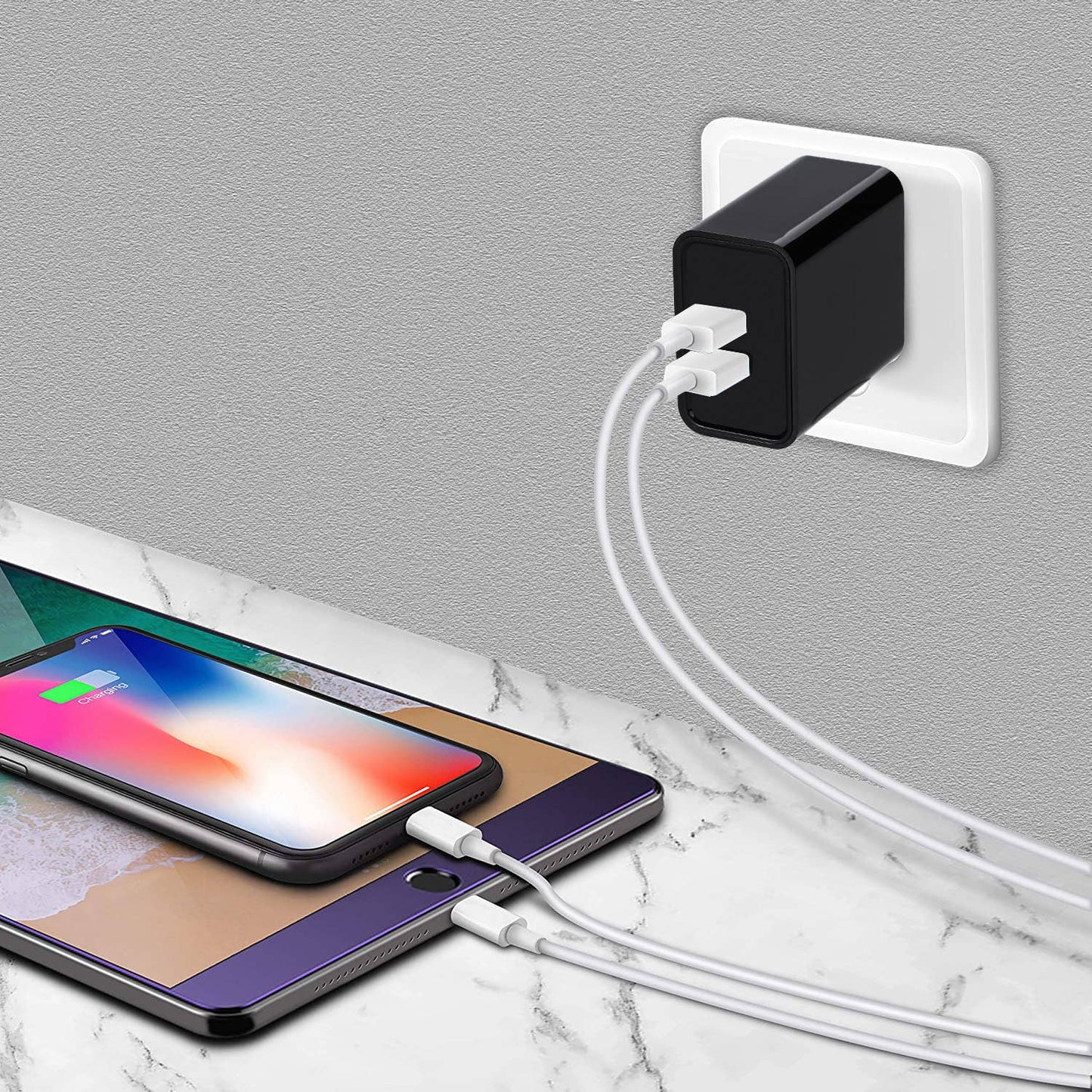 Charge 2-Port USB Wall Chargers for Android & IP Retail Pack: White / 2 USB-A Ports