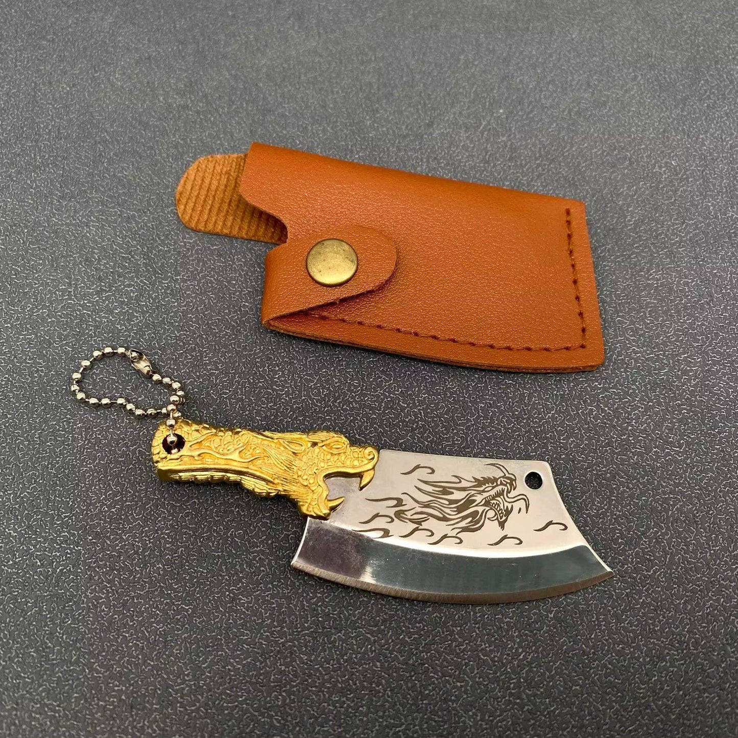 Dragon Head Handle Mini S.Steel Knife with Protective Sleeve