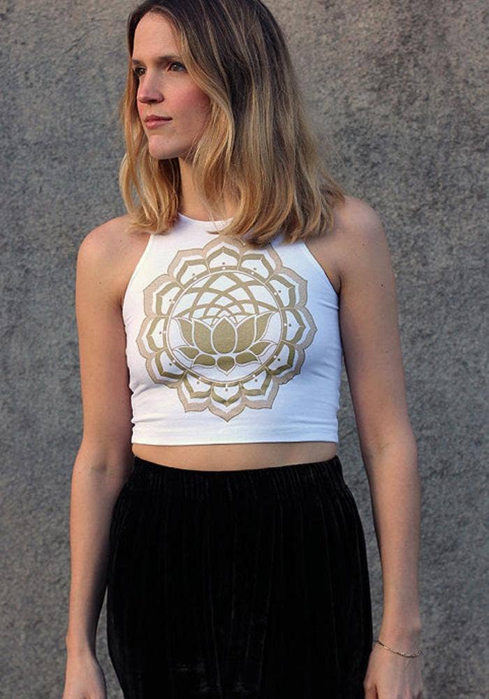 Lotus Crop Top Black or White