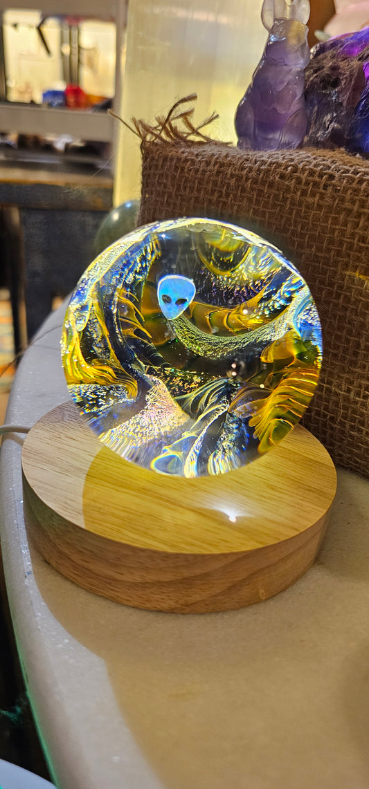 Glass Art Sphere- Alien Psychodelic- Kevin O'Grady