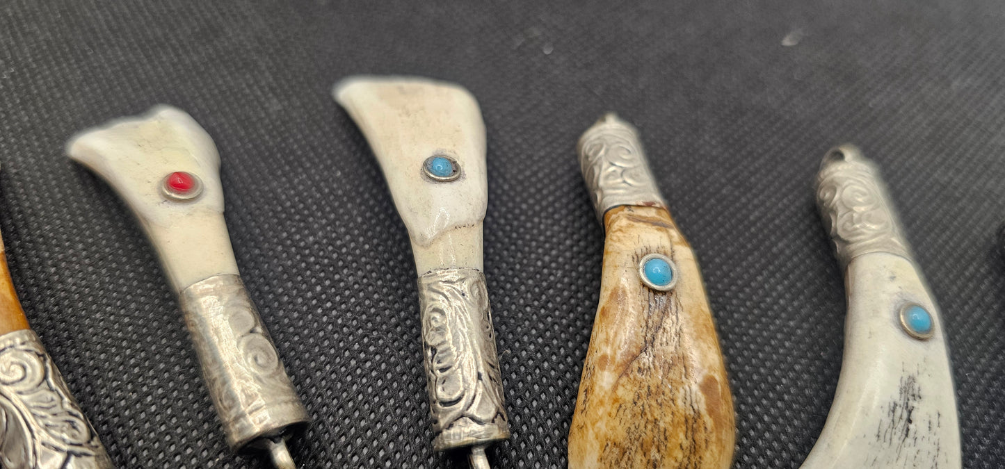 Bone & Stone Pendant with Engraved Metal