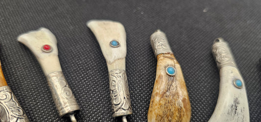 Bone & Stone Pendant with Engraved Metal