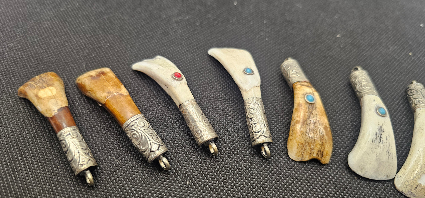 Bone & Stone Pendant with Engraved Metal