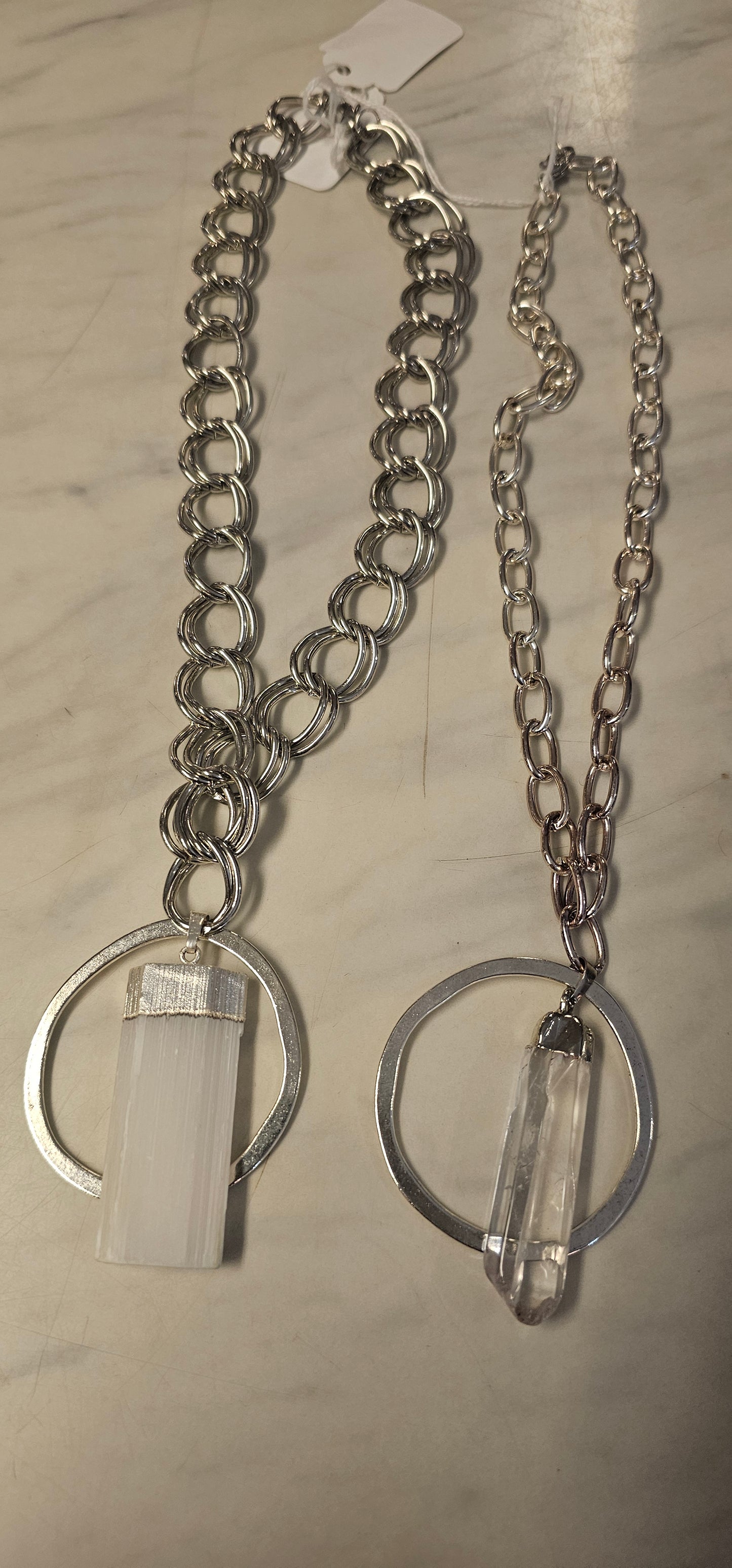 Selenite OR Clear Quartz Necklace