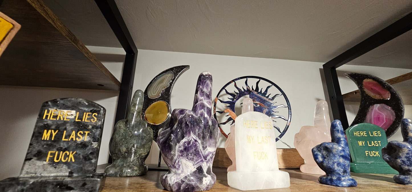 Stone Tombstone w/ Quote "Here Lies My Last Fuck"