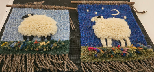 Lamb-scape Wall hanging- small. Loom Made- Made in MT