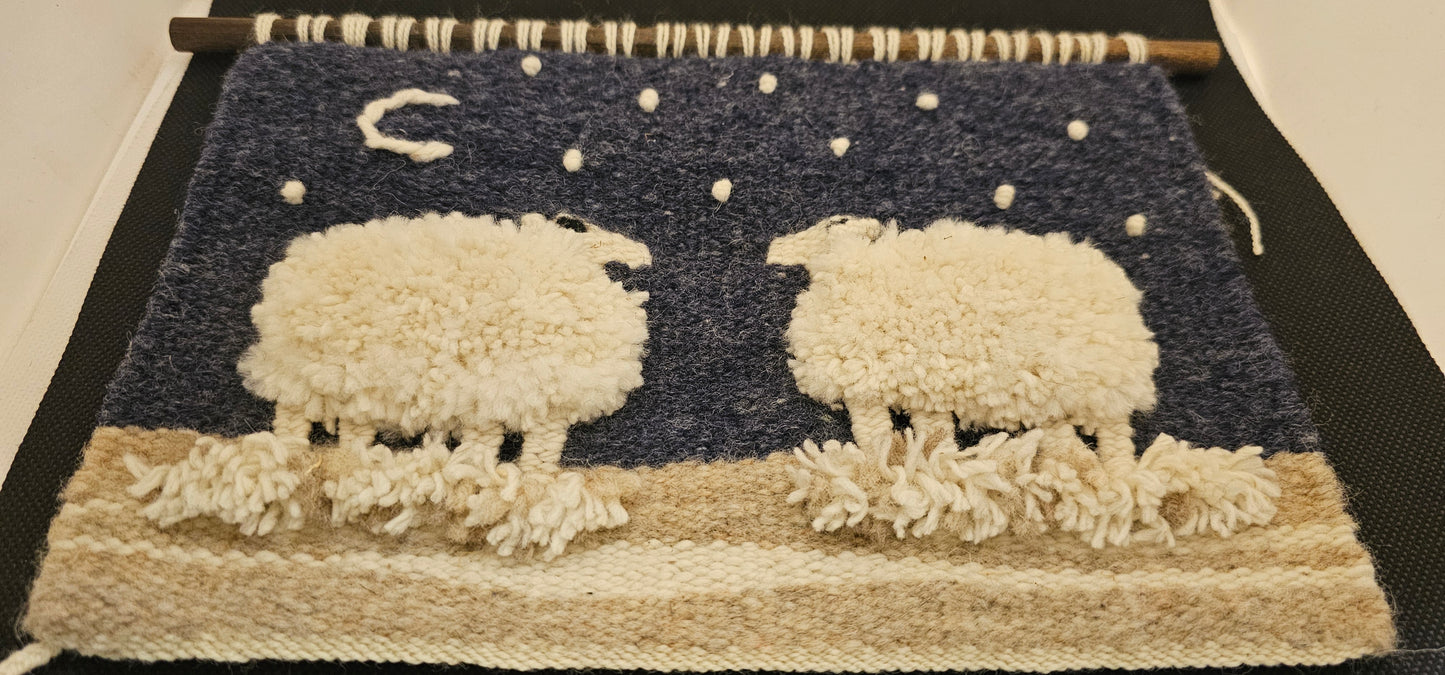 Lamb-scape Wall hanging- Loom Made- Made in MT