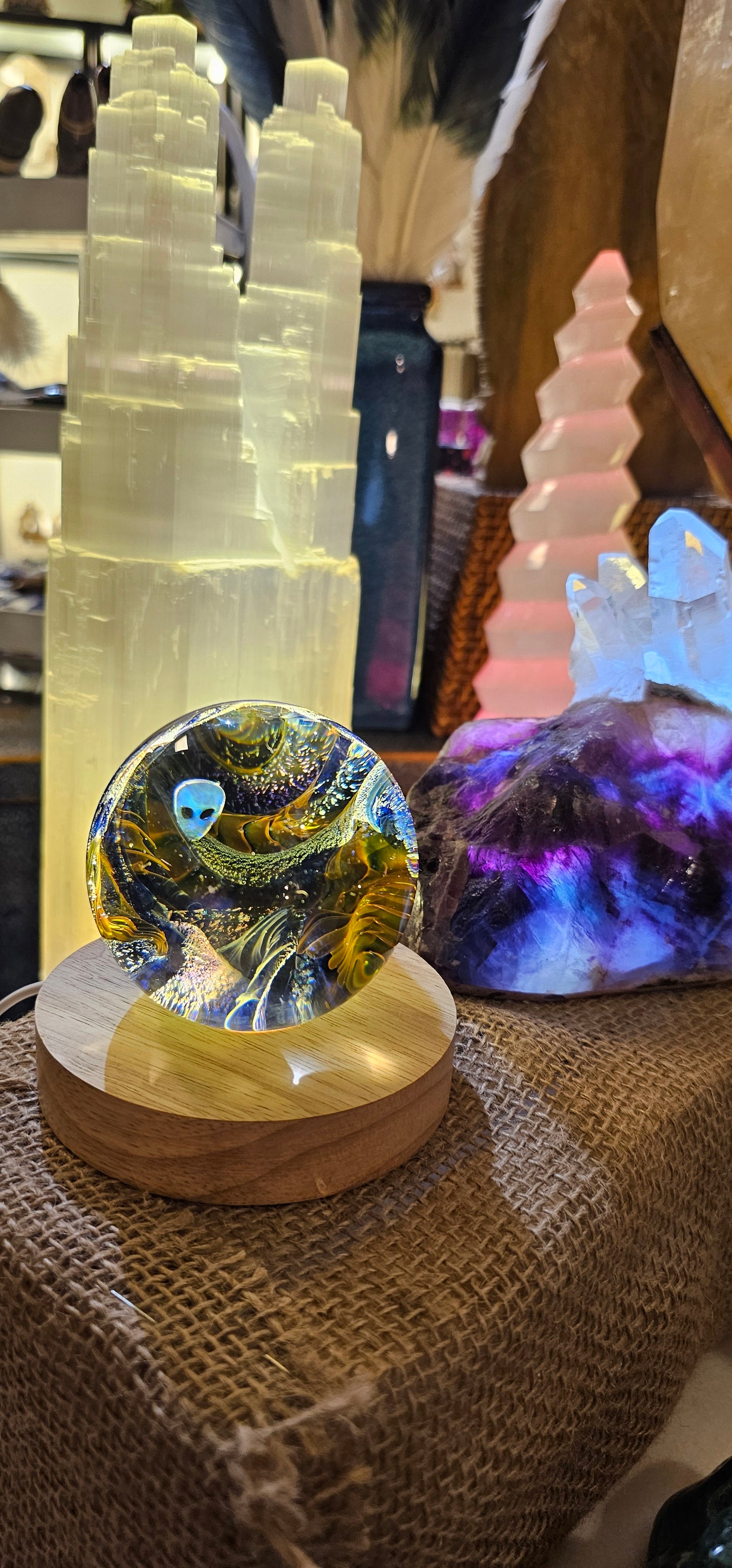Glass Art Sphere- Alien Psychodelic- Kevin O'Grady