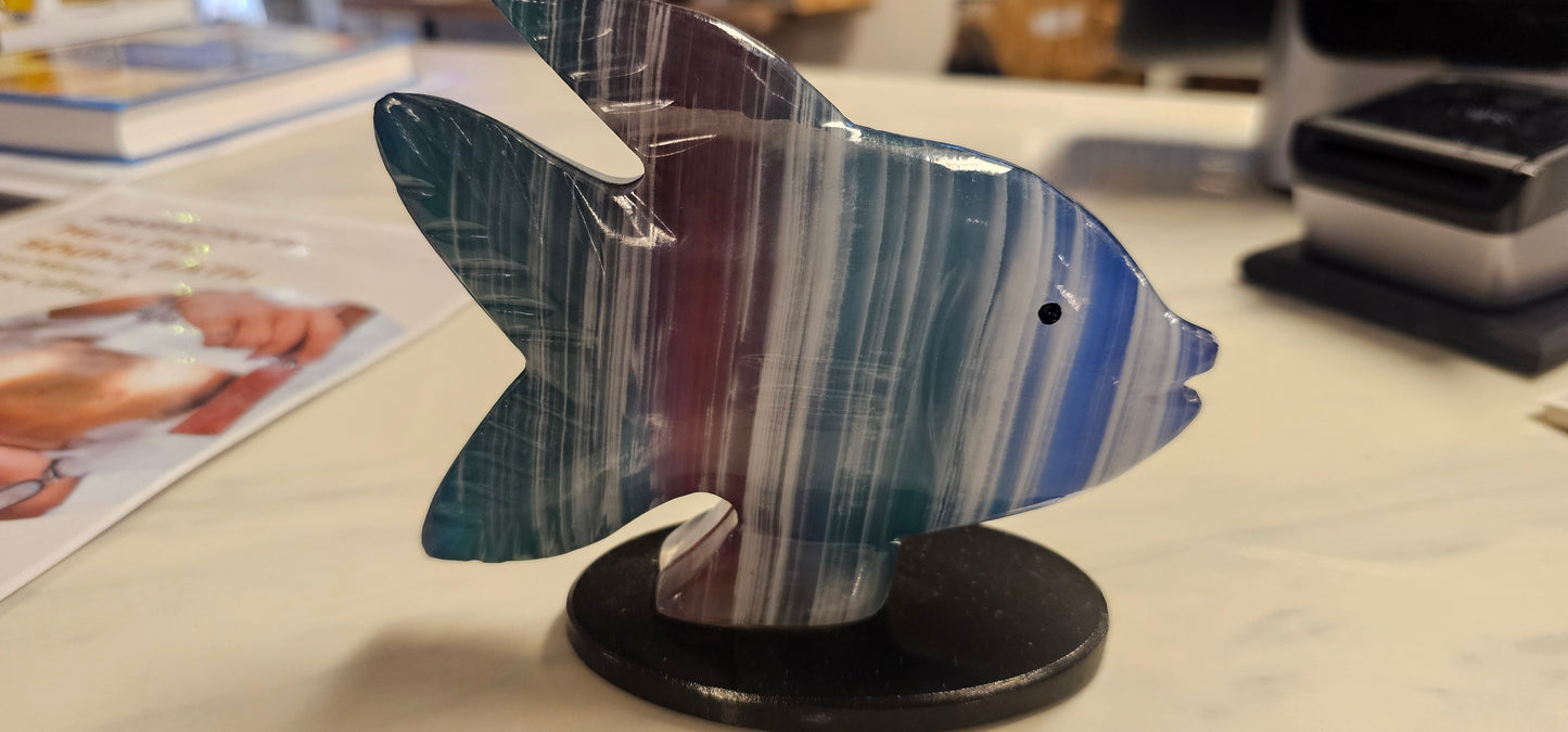 Fish on Stand- Calcite Stone- Various Colors