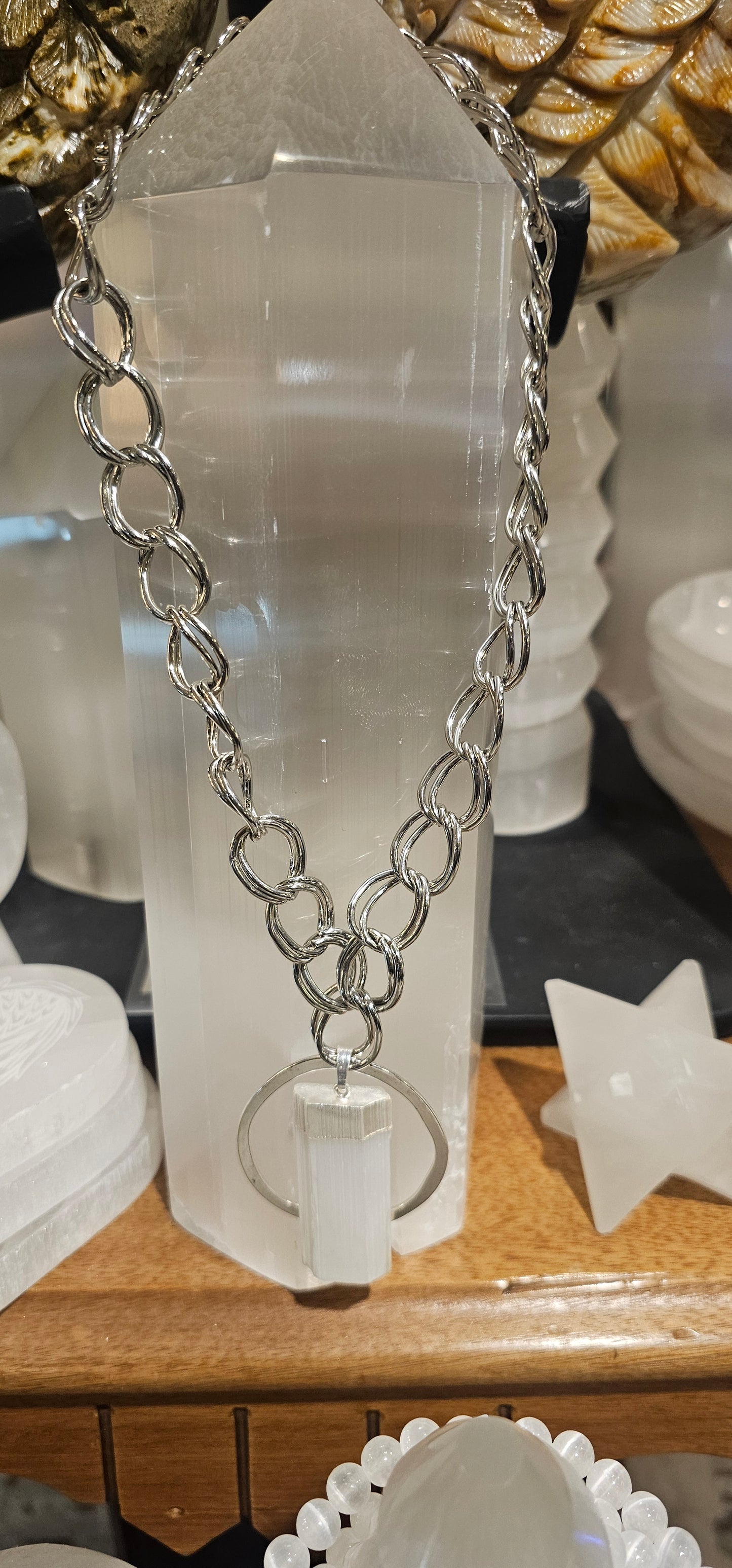 Selenite OR Clear Quartz Necklace