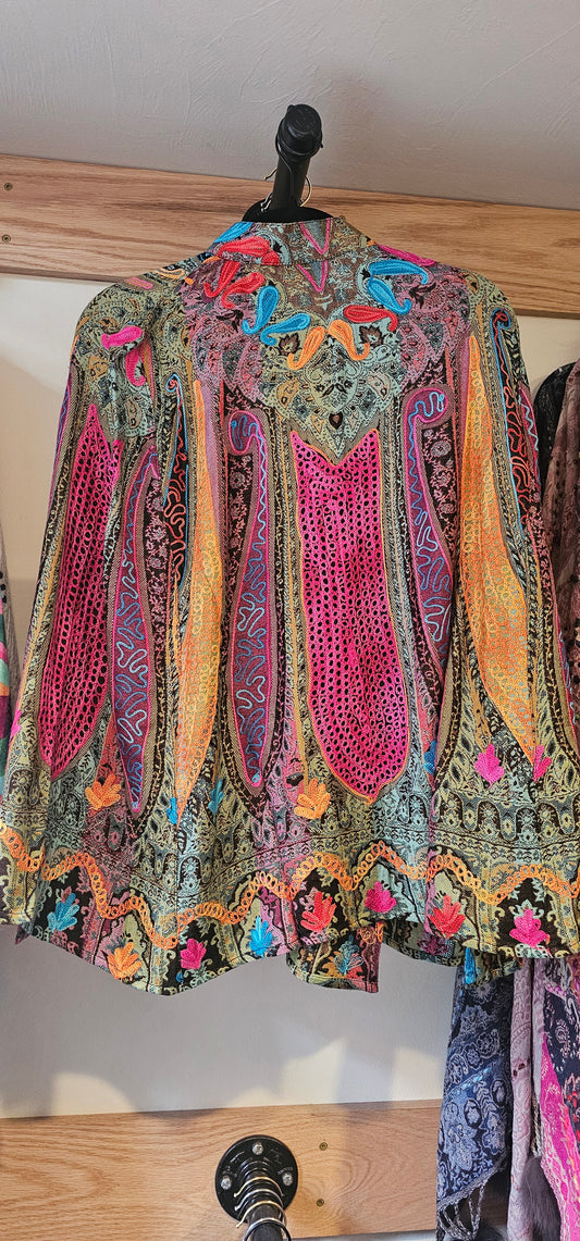 Bok Designs Shawl with Buttons & Flowy Arms