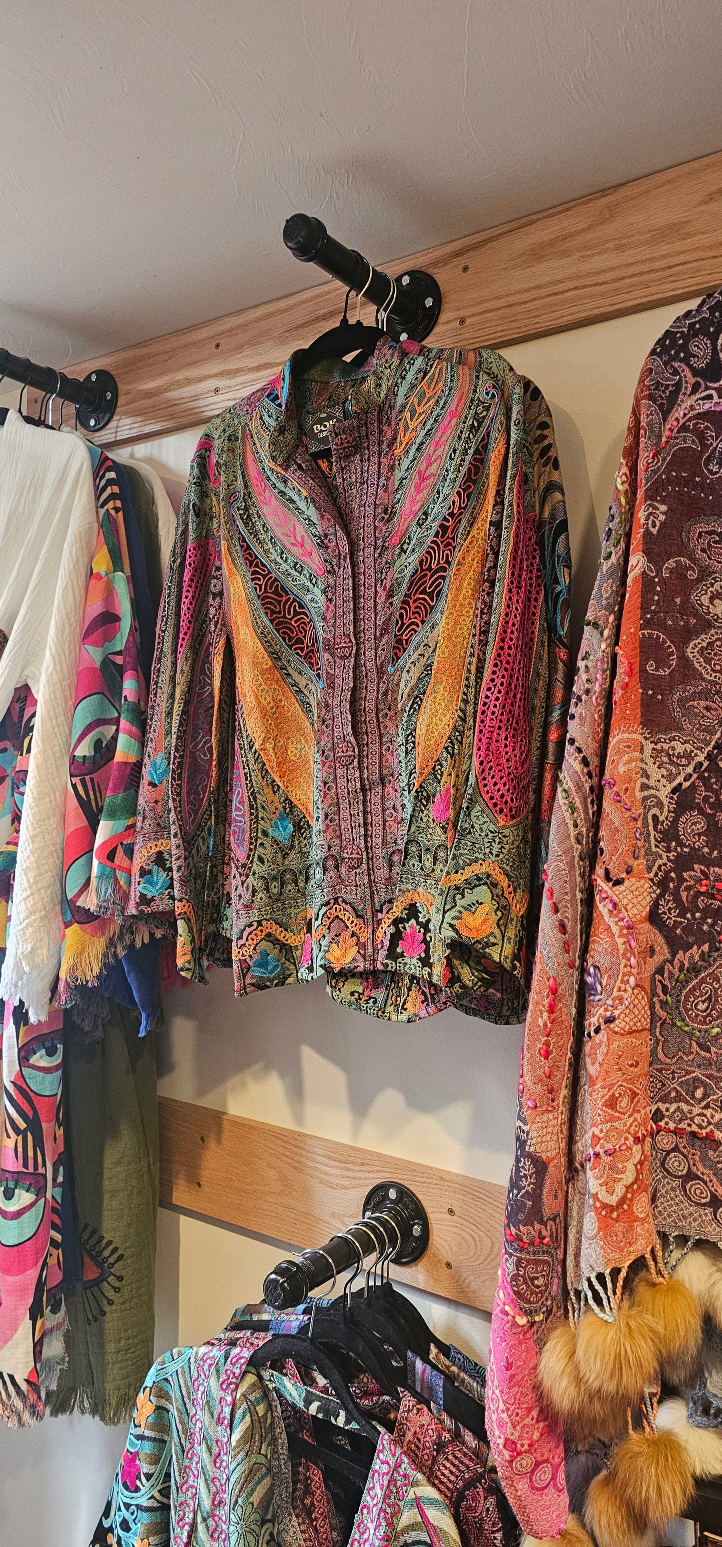 Bok Designs Shawl with Buttons & Flowy Arms