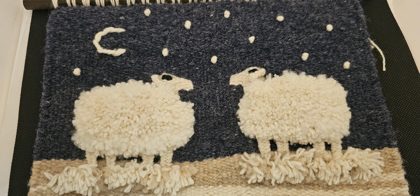 Lamb-scape Wall hanging- Loom Made- Made in MT