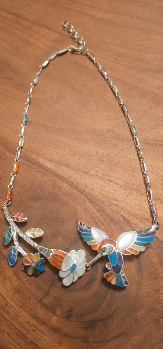 Peru stone necklace hummingbird