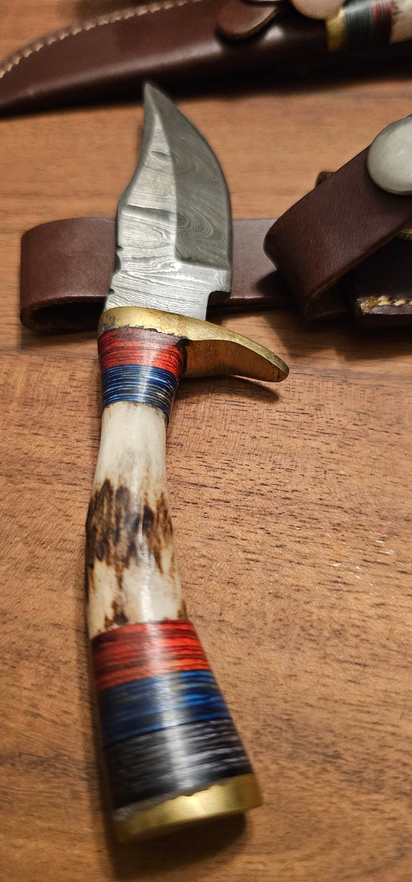 Antler Knife with Leather Case