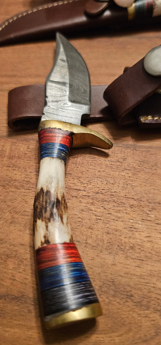 Antler Knife with Leather Case