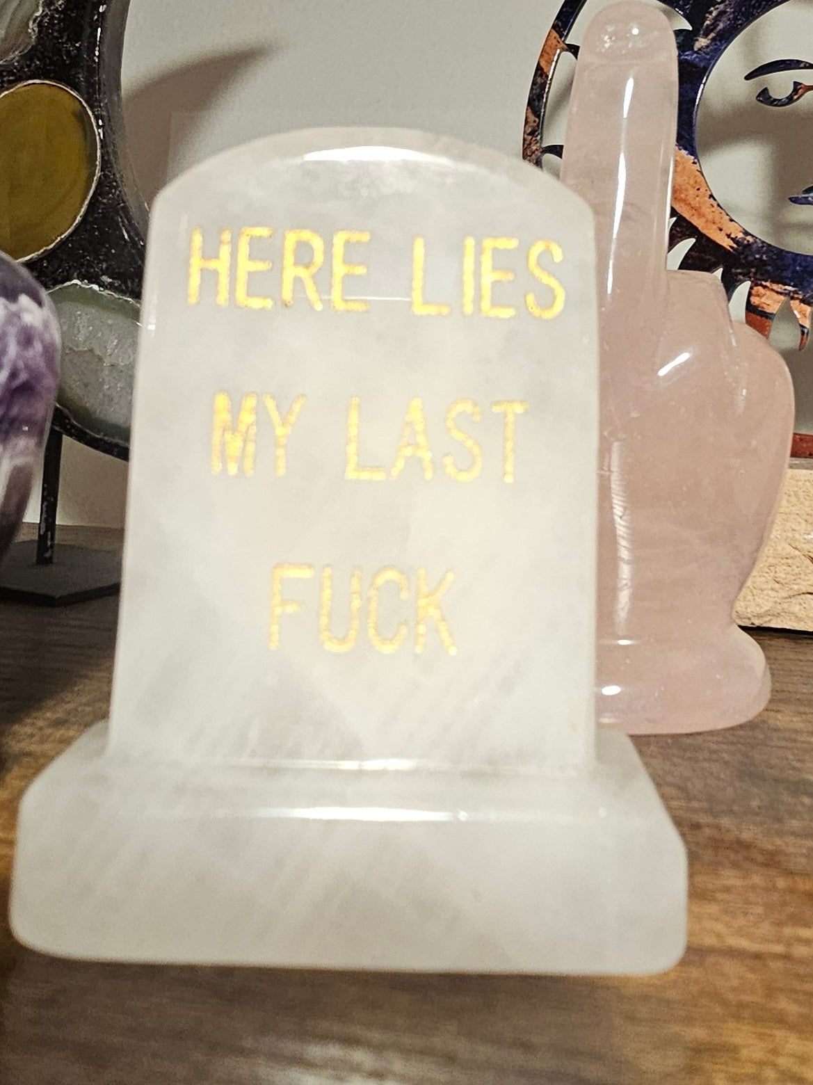 Stone Tombstone w/ Quote "Here Lies My Last Fuck"