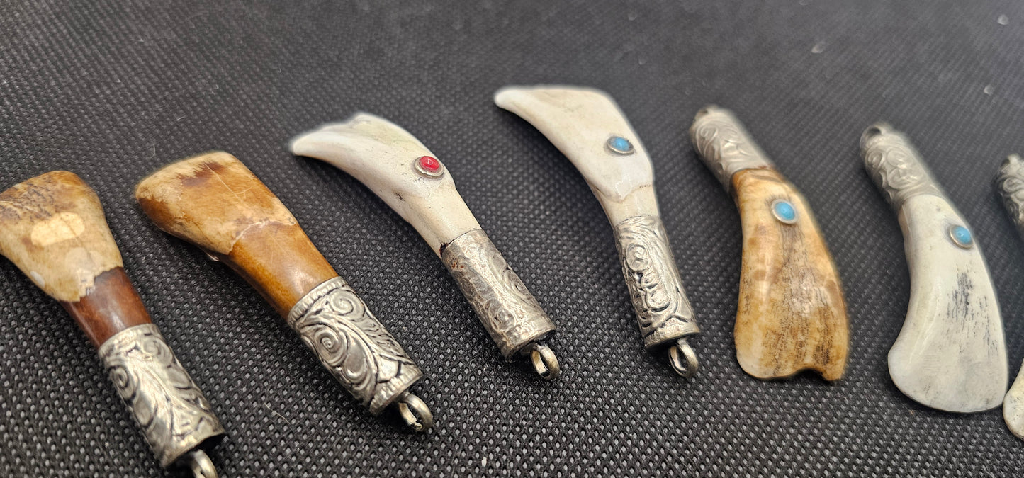 Bone & Stone Pendant with Engraved Metal