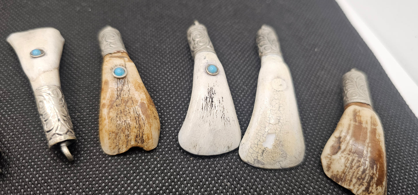 Bone & Stone Pendant with Engraved Metal