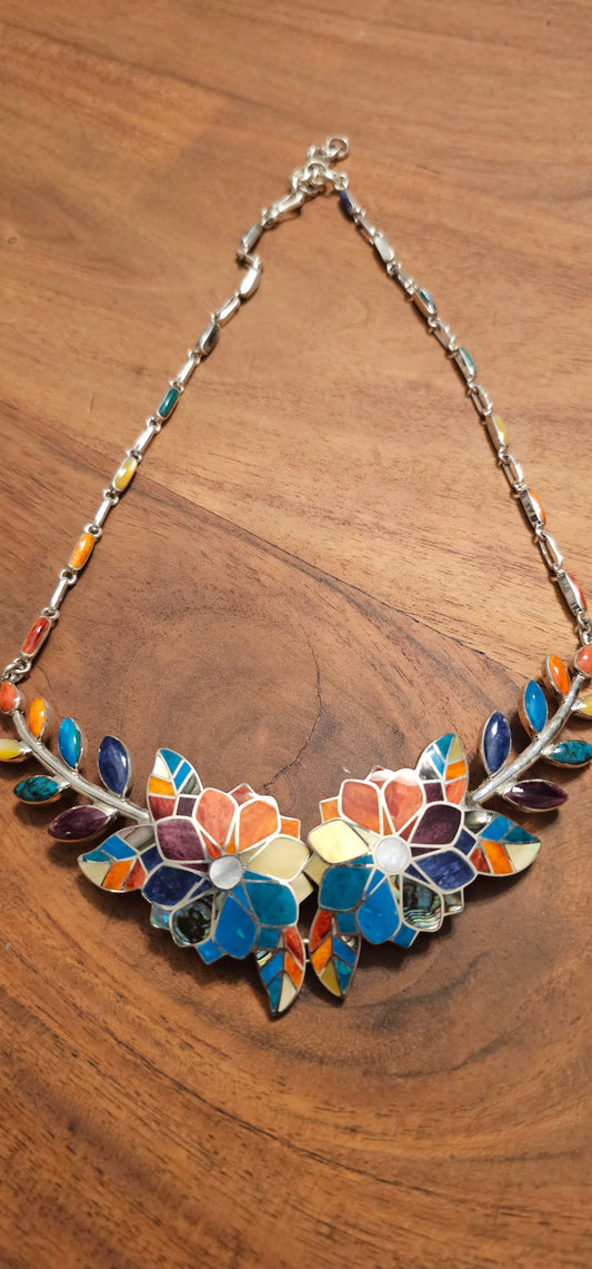 Peru stone necklace flower Goddess