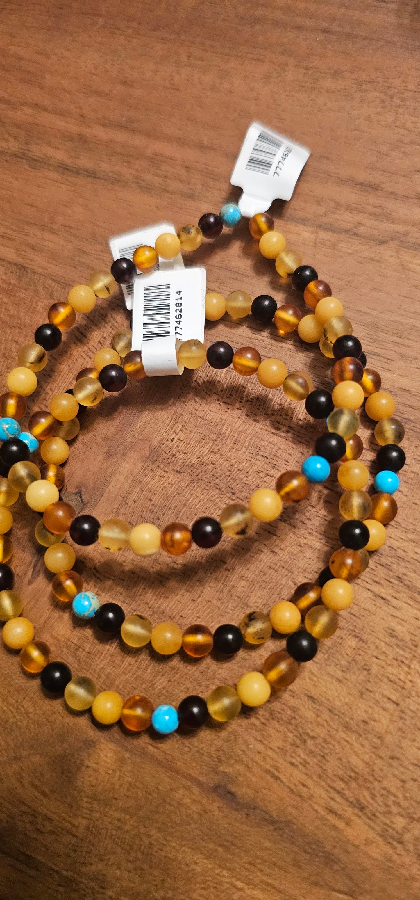Amber turquoise and various stone bracelet
