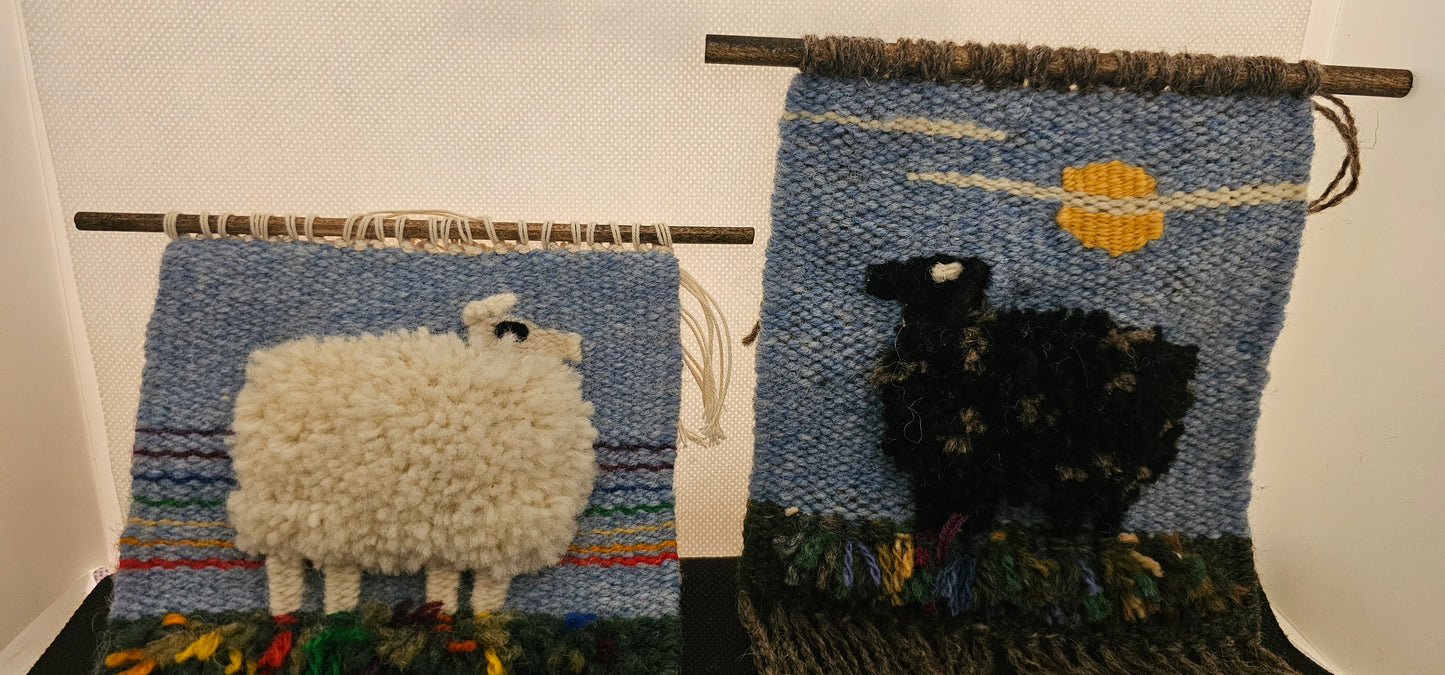 Lamb-scape Wall hanging- small. Loom Made- Made in MT