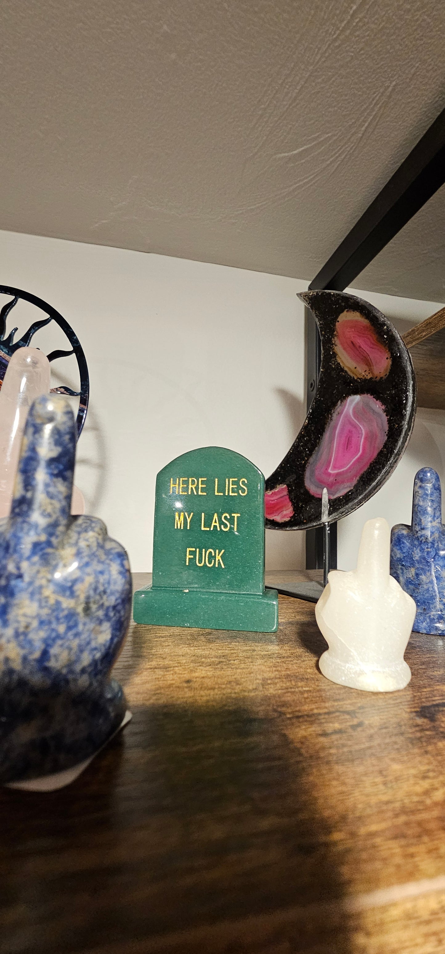 Stone Tombstone w/ Quote "Here Lies My Last Fuck"