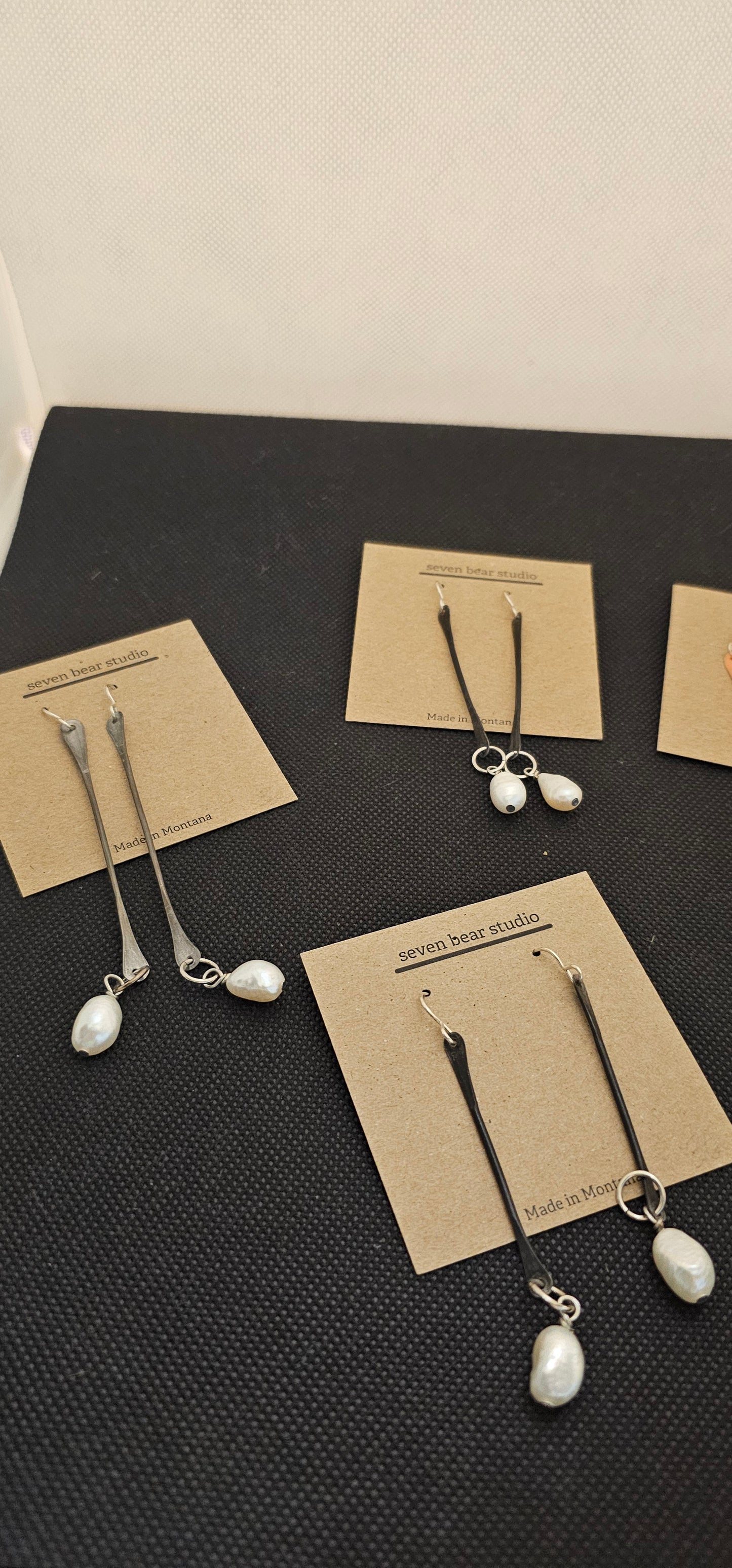 Dangle Earrings with Pearls on Bottom