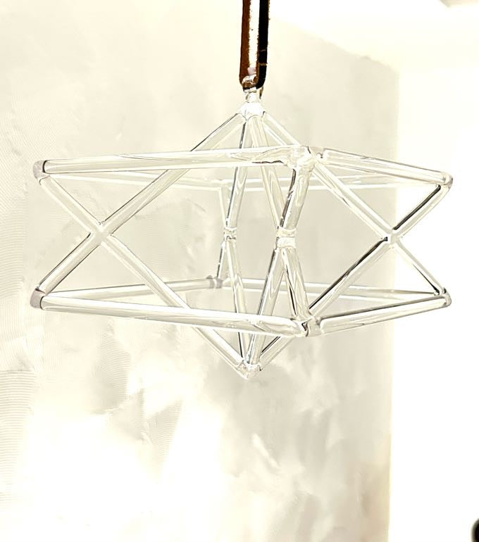 Crystal Hanging Merkaba- Small Quartz