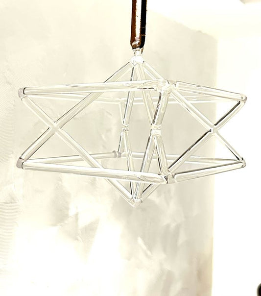 Crystal Hanging Merkaba- Small Quartz